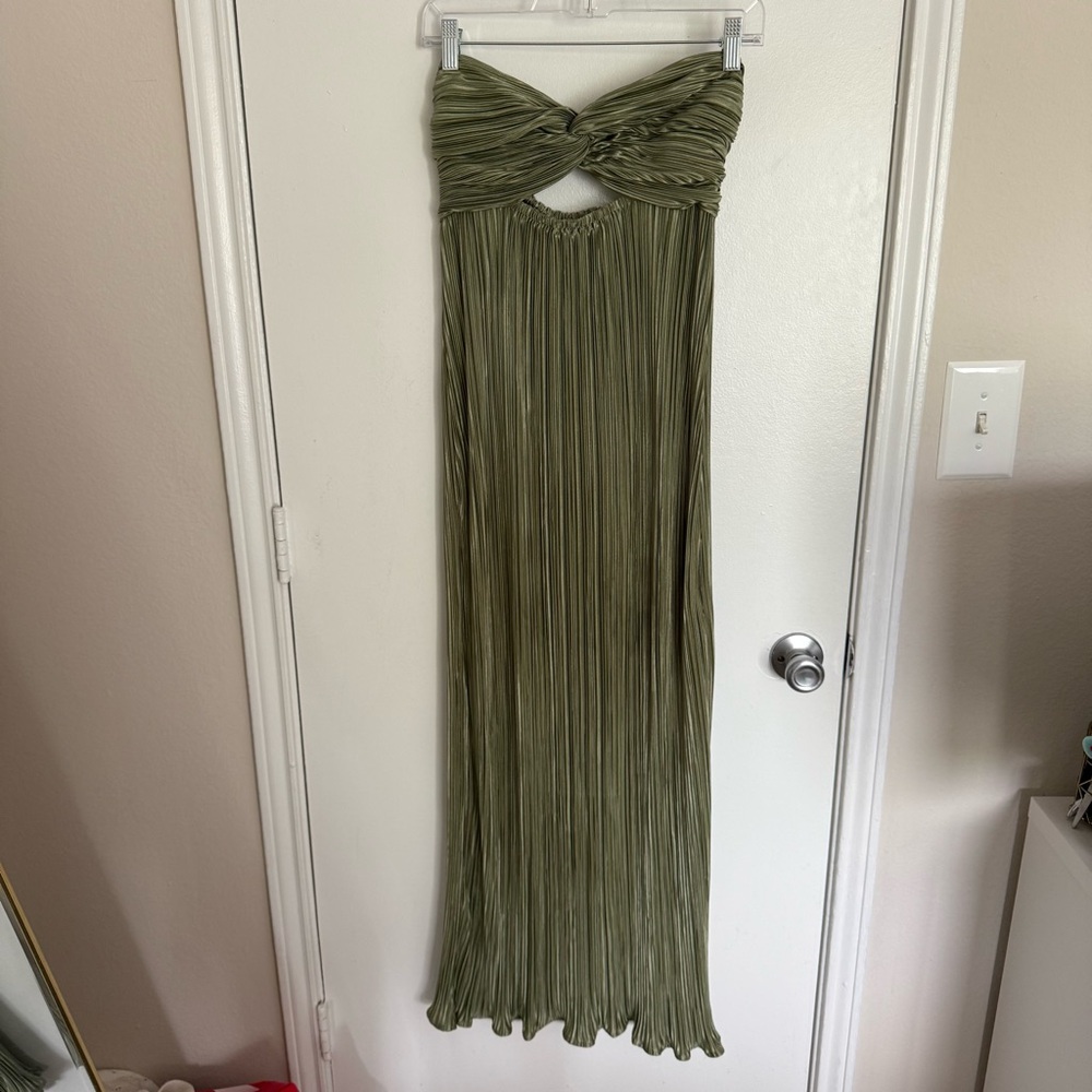 Hello Molly Olive Green Pleated Dress NWT